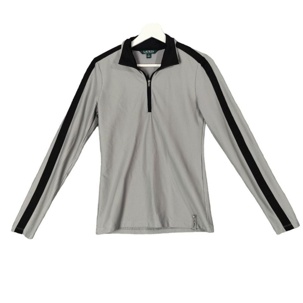 Ralph Lauren LRL Women Athletic Sporty Preppy Gorpcore 1/4 Zip Pullover S Gray